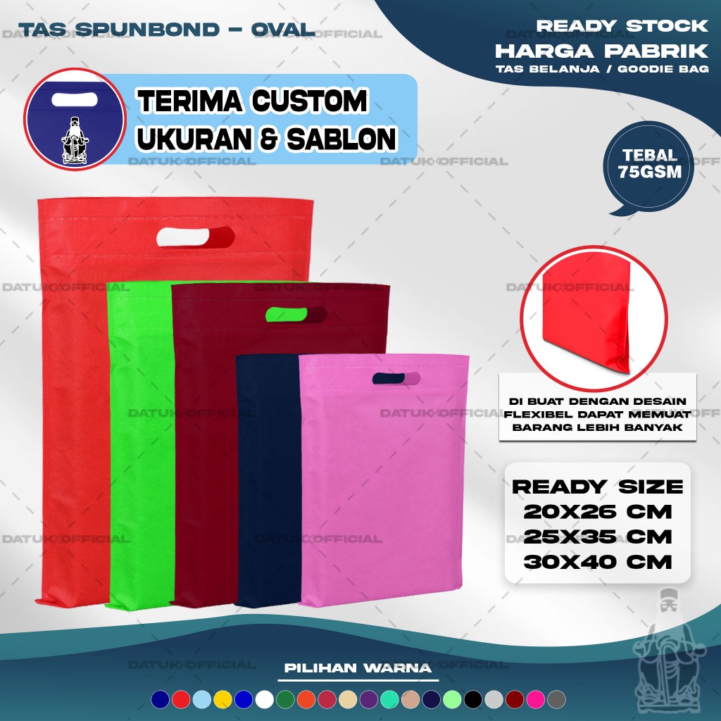 Goodie Bag Tas Belanja Spunbond Goody Bag Spoundbond Oval 30x40 Polos