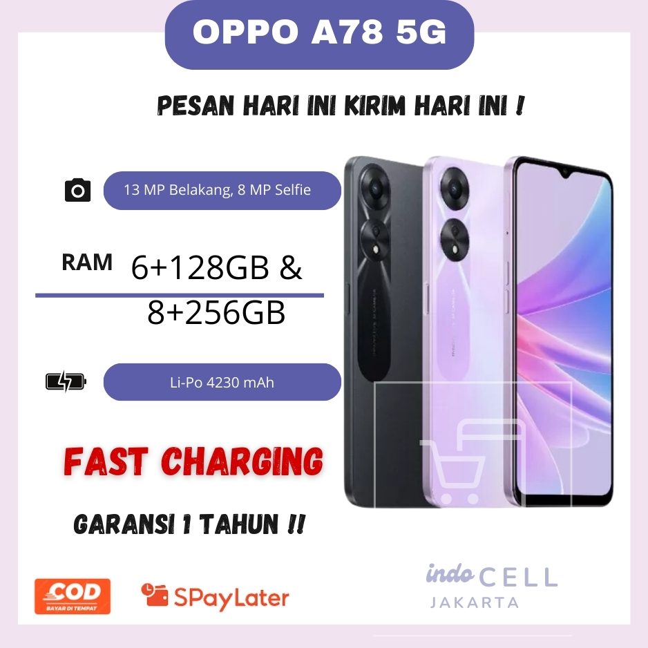 HP OPPO A78 RAM 8/256 GB  DAN FULSET BERGARANSI TERMURAH