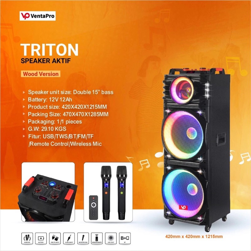 SPEAKER VENTAPRO 2X15" KAYU TRITON