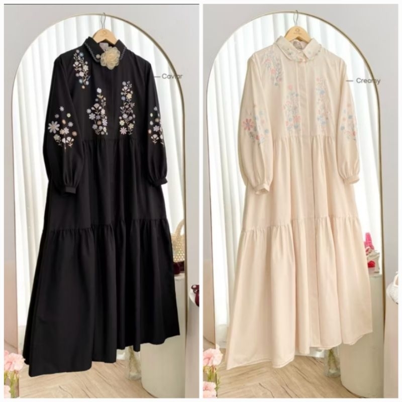 Reina Midi Dress Caviar Cream size S XXL Kienka.id Kienka id