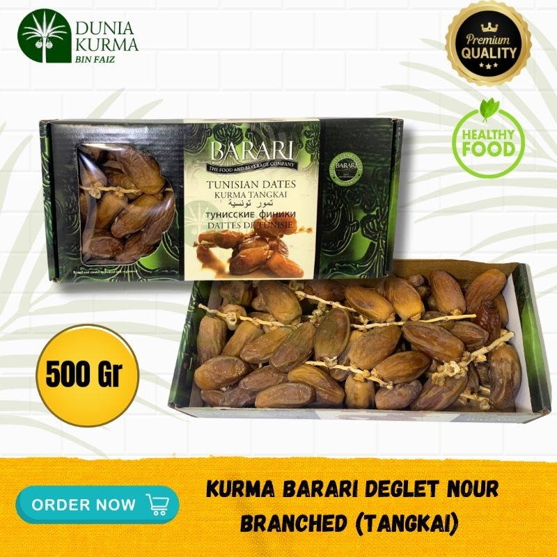

Kurma Barari Deglet Nour Branched (Tangkai) 500 Gr Tunisia
