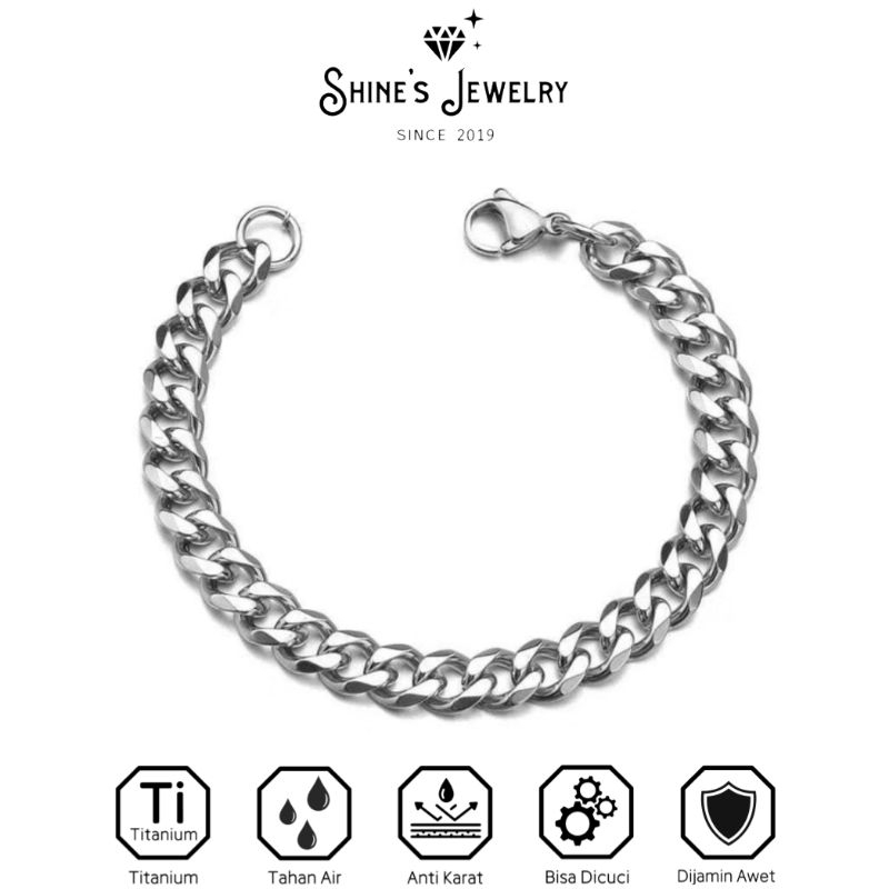 Jasson gelang pria titanium silver