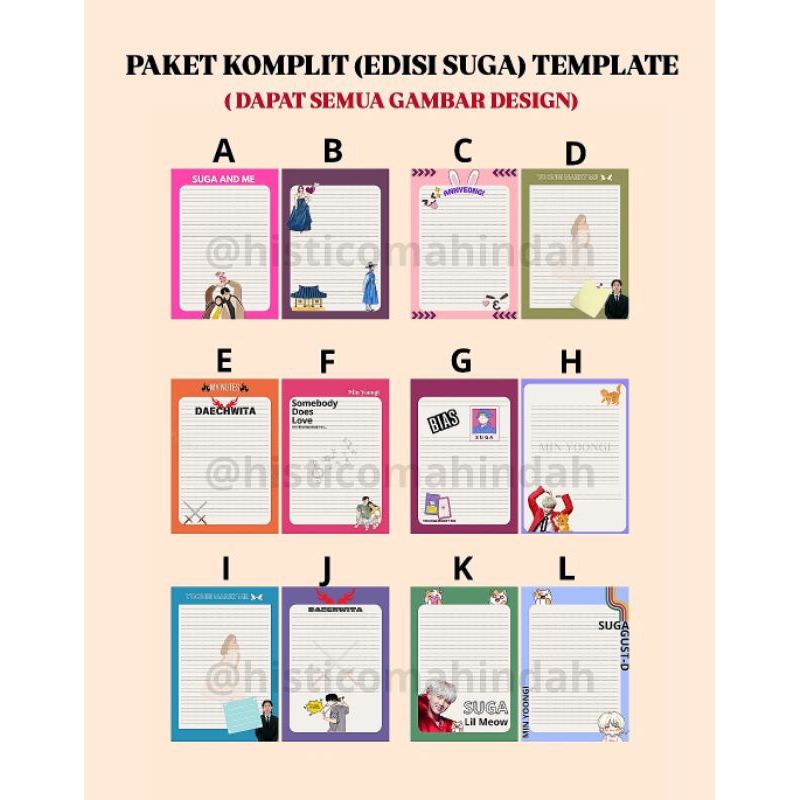 

Komplit 12 Template Binder Suga Bts