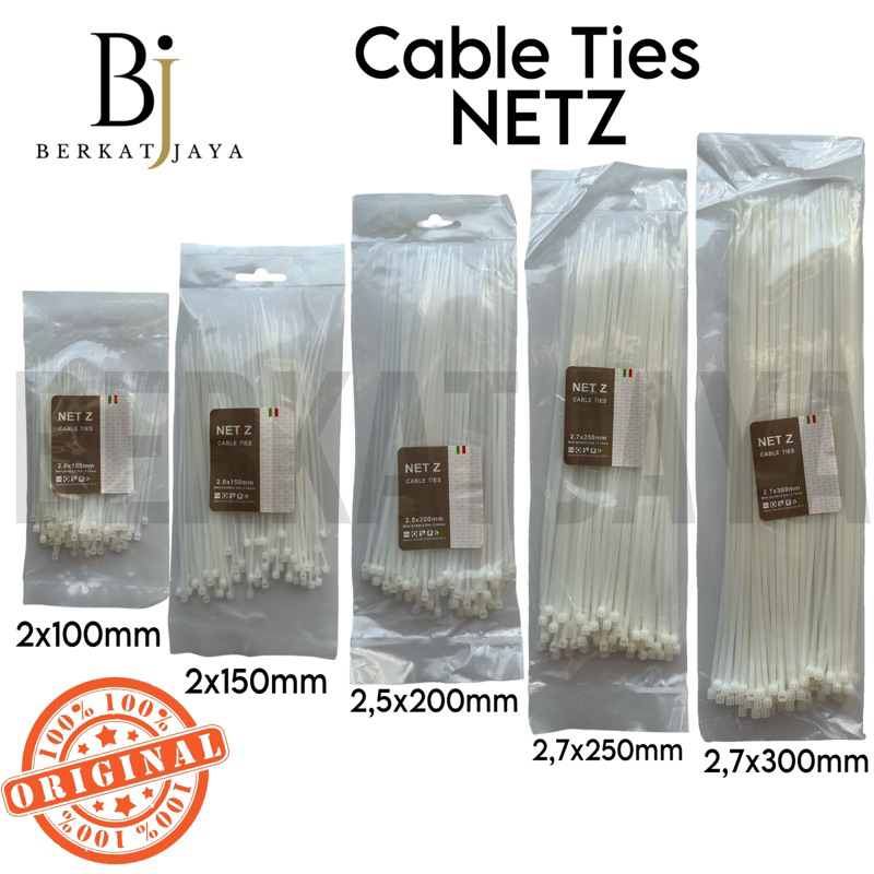 

Cable Ties NETZ / Cable Ties NETZ ukuran 2x100mm; 2x150mm; 2,5x200mm; 2,7x250mm; 2,7x300mm