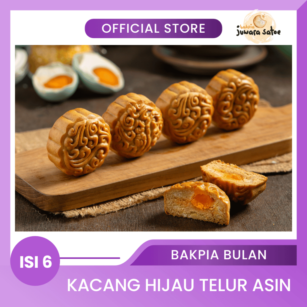 

BAKPIA JUWARA SATOE [ Isi 6 ] Bakpia Bulan Kacang Hijau Telur Asin - Oleh Oleh Khas Jogja