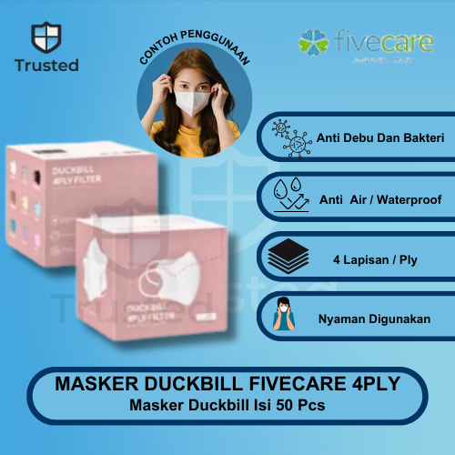 Masker Duckbill FiveCare Bukan Duckbill Sensi Earloop 4Ply ORIGINAL isi 50 pcs