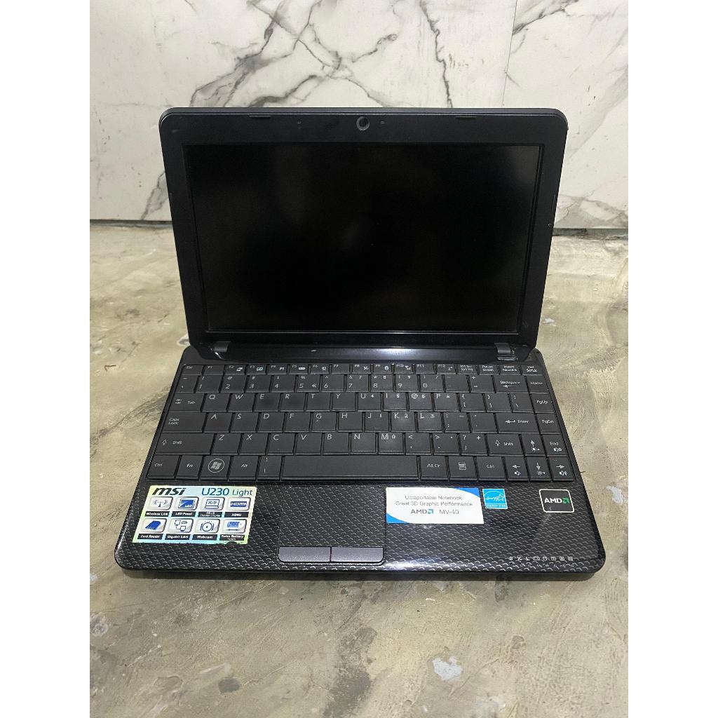 Casing free mesin laptop MSI U230 Light Casing + mesin mati + lcd