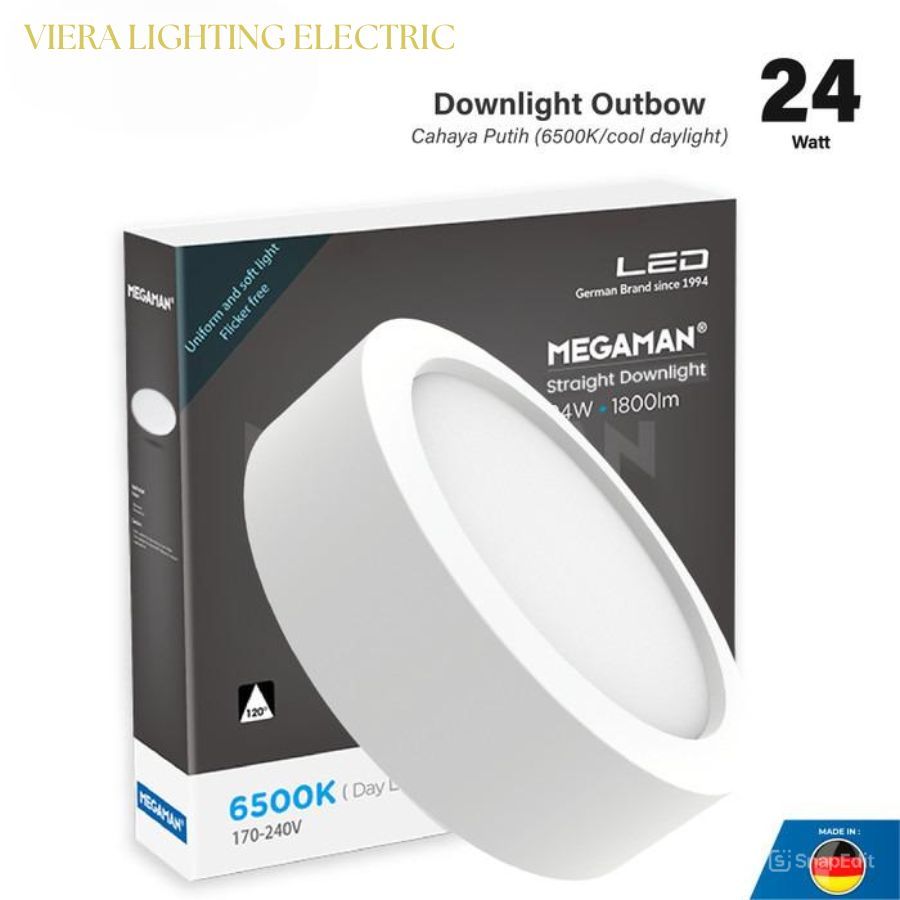 MEGAMAN MQTL1119-Y Lampu Plafon LED Downlight 24 Watt V2 M 170-240V 6500K Putih