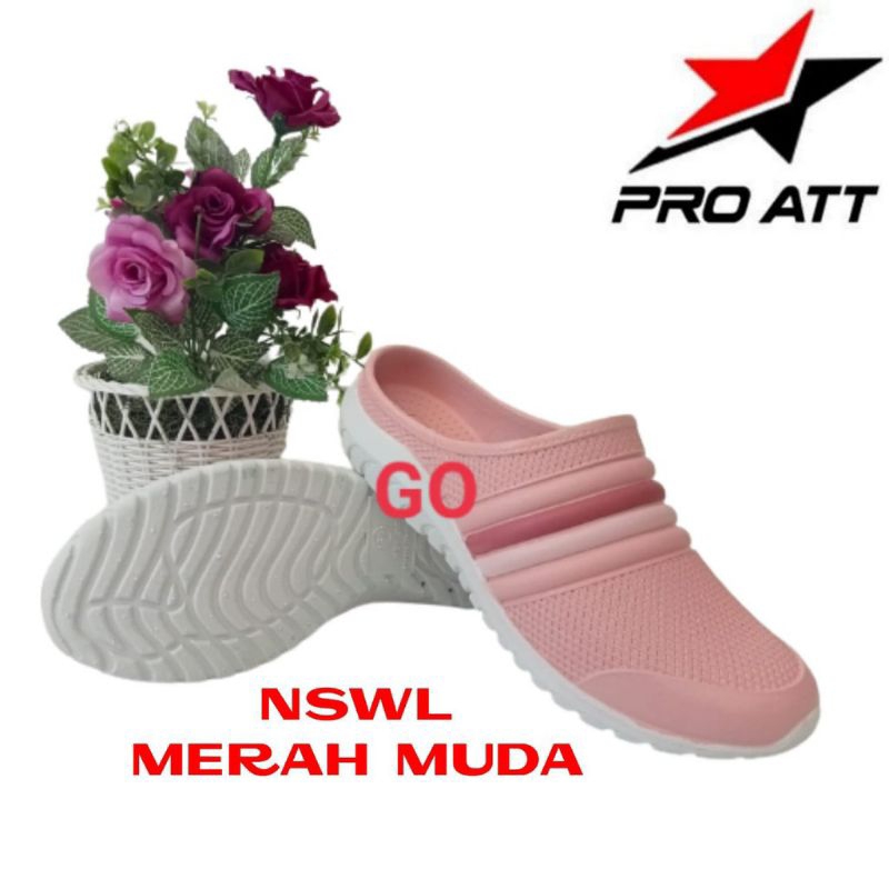 Pro Att Sepatu Slip-On karet PVR NSWL 491 fashion wanita/Sandal bakpao att/Sandal kodok/Sandal baim