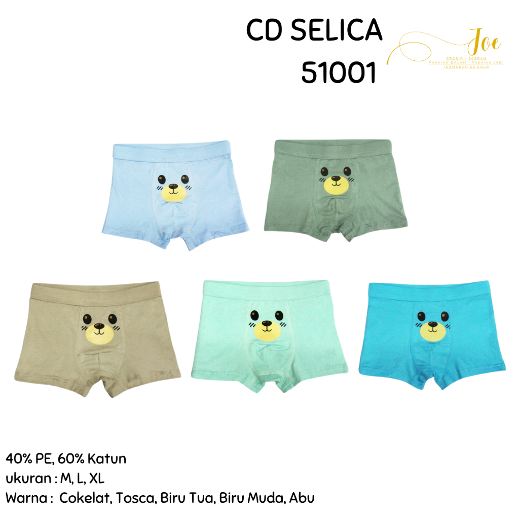 CD Anak Model BOXER Selica 51001 51002 51003 Polos Warna / Celana Dalam Bayi