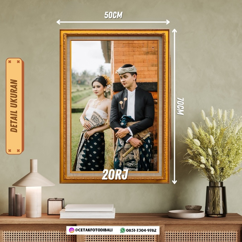 JUAL CETAK FOTO 20R JUMBO 70CM x 50CM + Bingkai KACA Premium, Custom Foto Cetak Besar
