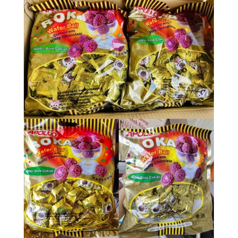 

Apollo Roka Wafer Ball isi 50 Nutty Chocolate Wafer Bola 300g • Oma Snack