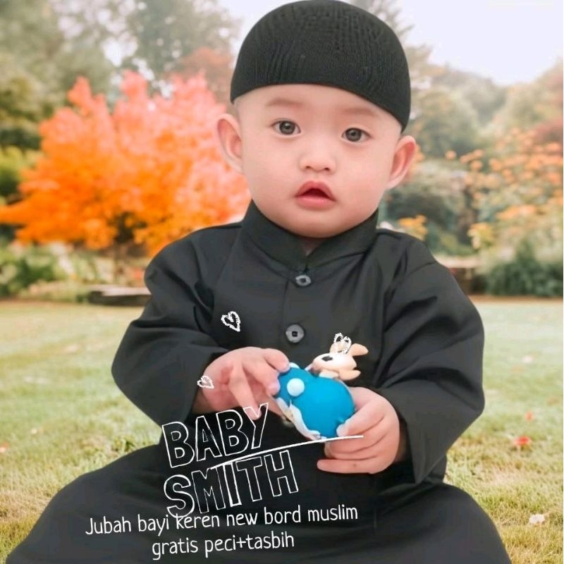 Baju Koko Jubah Gamis Bayi Anak Laki-laki Usia 0-4 Tahun dengan Kancing Hidup dan Tasbih Kayu - Katu