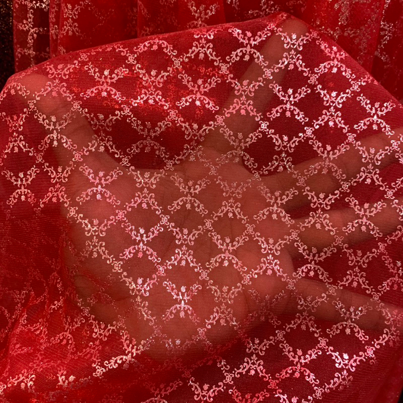 kain organza glitter - kain organza kaca - kain organza motif emboss glitter