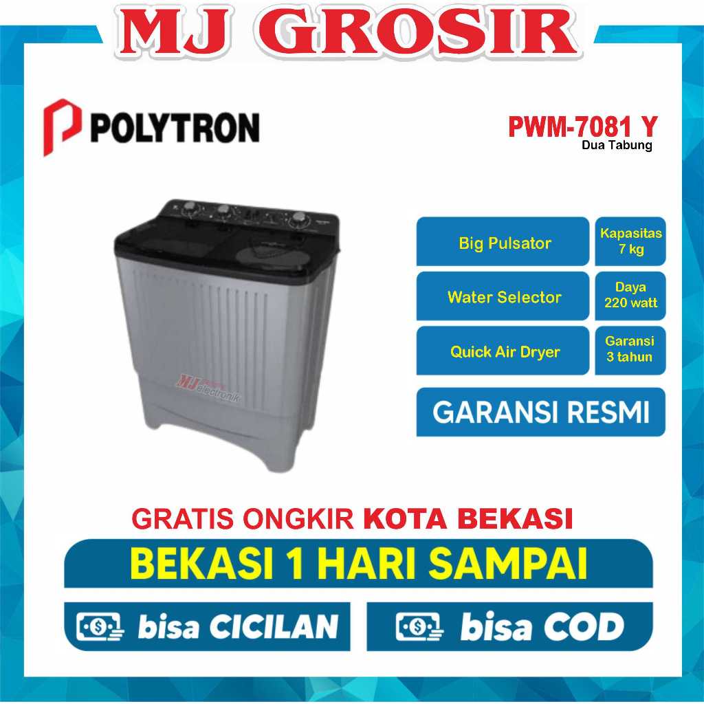 MESIN CUCI POLYTRON PWM 7073 / 7076 / 7 7KG 2 TABUNG PRIMADONA
