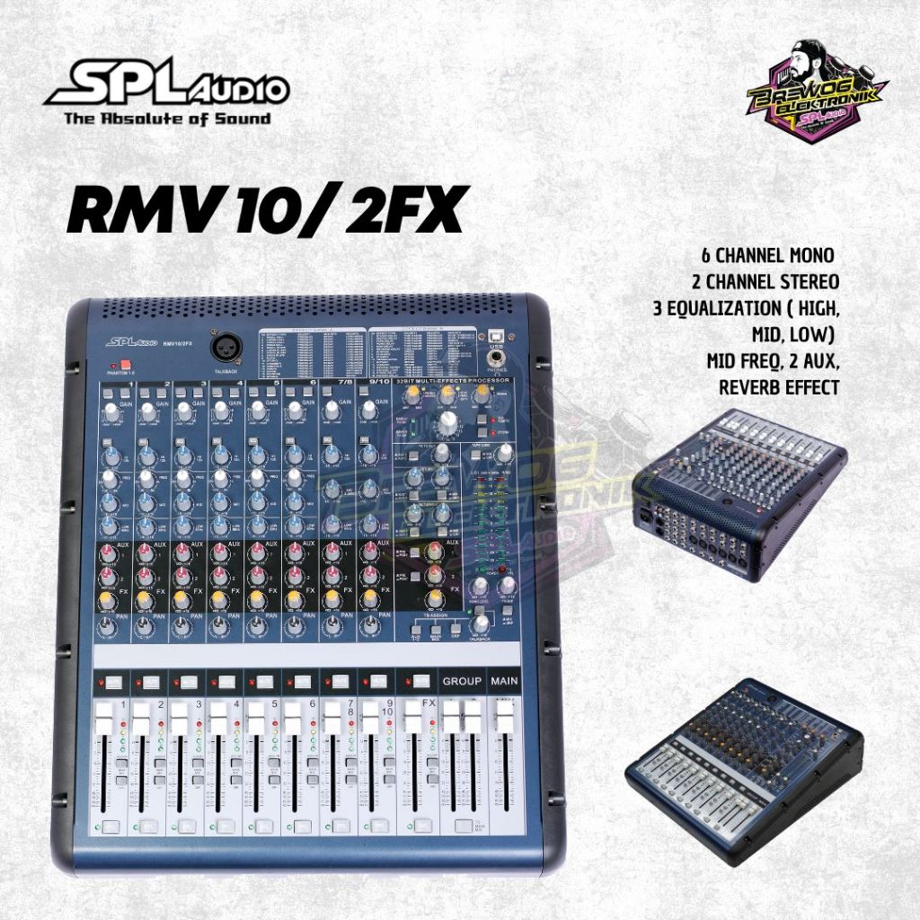 ORIGINAL PRODUK BREWOG SPL AUDIO MIXER 10 CHANEL RMV 10/2FX