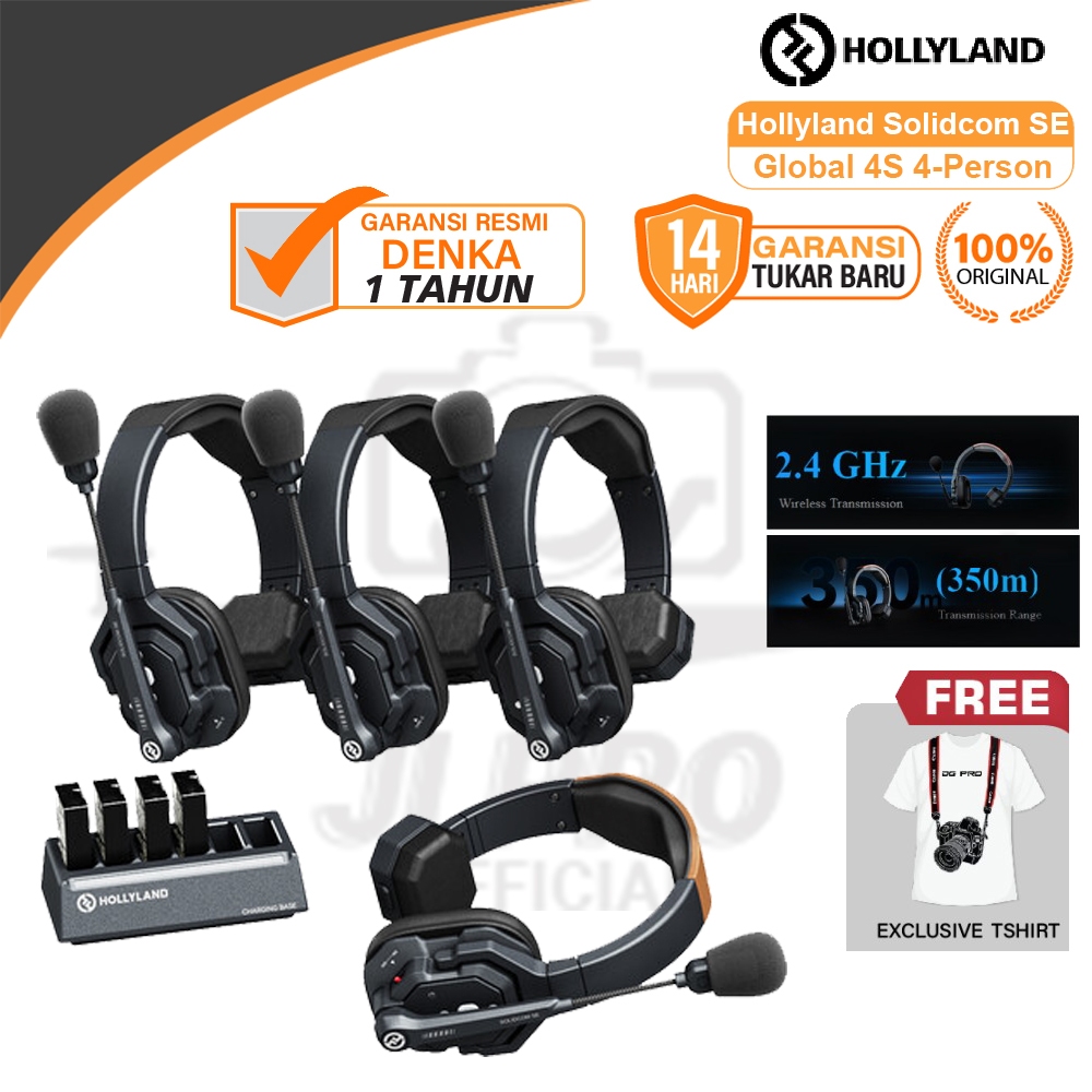 Hollyland Solidcom SE Global 4S 4-Person Full-Duplex Single-Ear Noise-Canceling Headset Intercom Sys