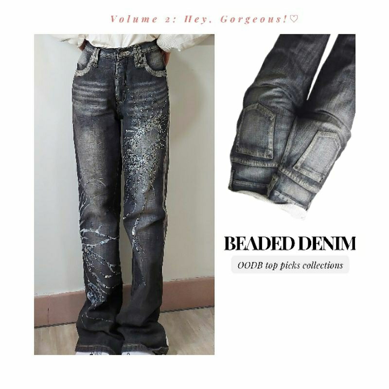 Beaded Denim Reworked Jeans