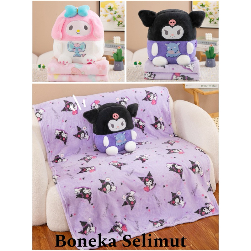 Balmut bantal selimut boneka selimut bantal mobil kuromi dan melody