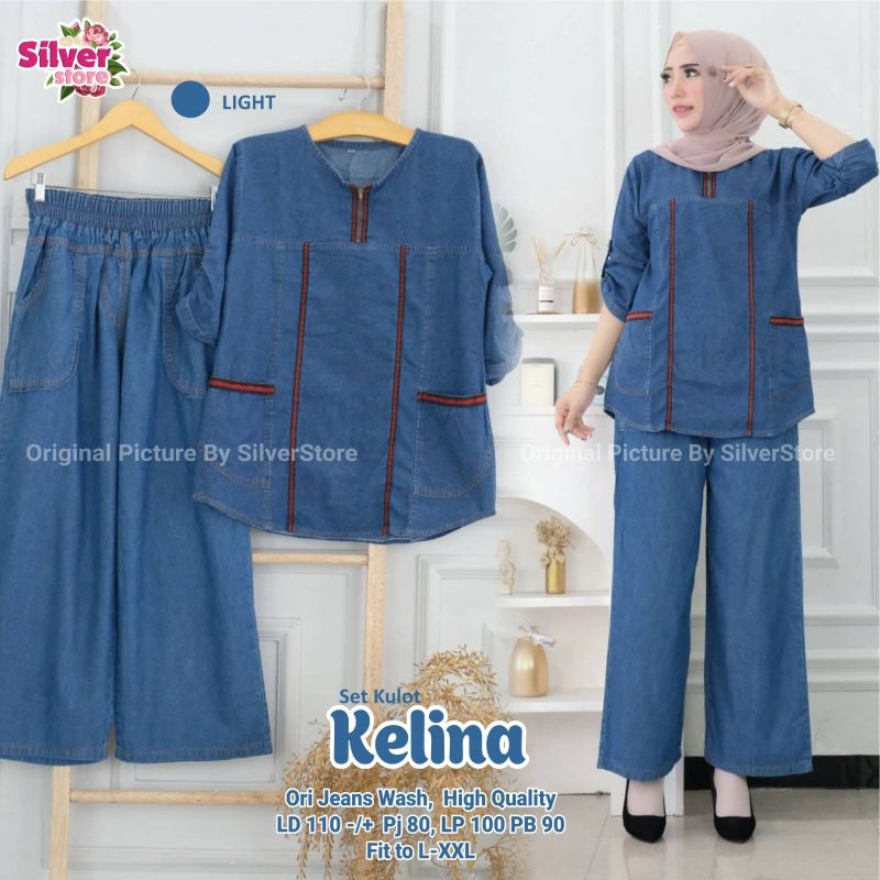 Set Kulot Kelina Ori Jeans Wash estimasi 45-55kg