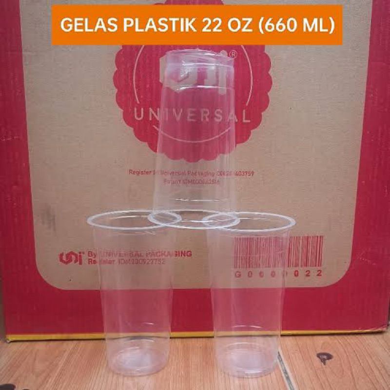 gelas/cup 22 oz datar (isi 50 pcs)