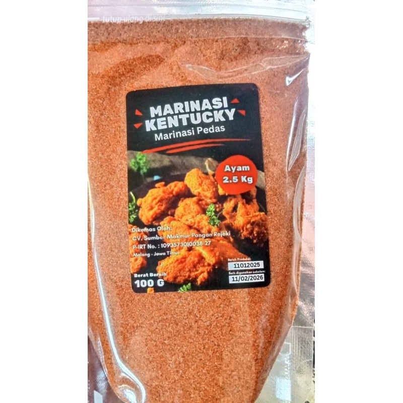 

Bumbu Marinasi Ayam kentucky Pedas 100 gram / Bumbu Marinasi Super Grade A Termurah / Tepung Biang Marinasi 1 kg