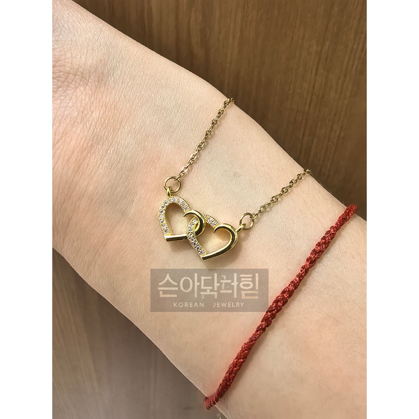 Kalung Motif Double Love Jewerly Fashion Korean Gold