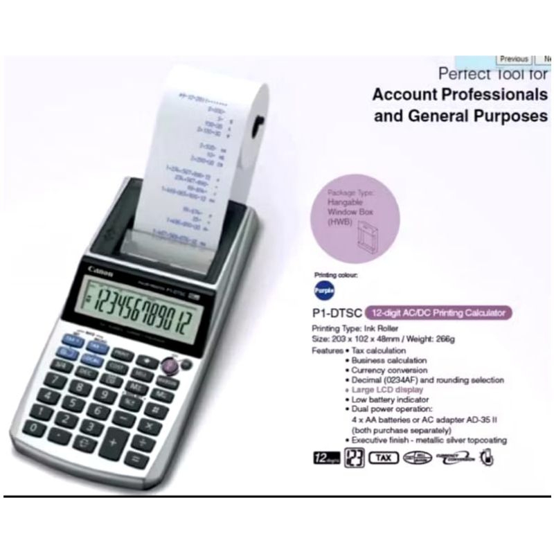

kalkulator Canon p1-DTSC PRINTING CALCULATOR 12DIGIT