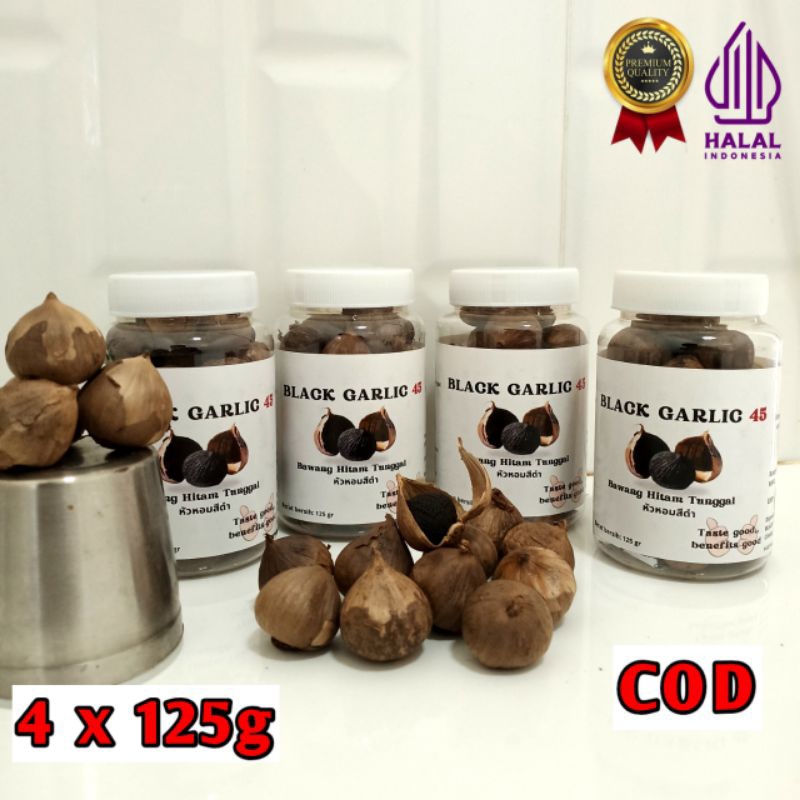 

Black Garlic Tunggal 45 Bawang Hitam Tunggal Premium (4x125g) Bawang Hitam Herbal Untuk Kesehatan