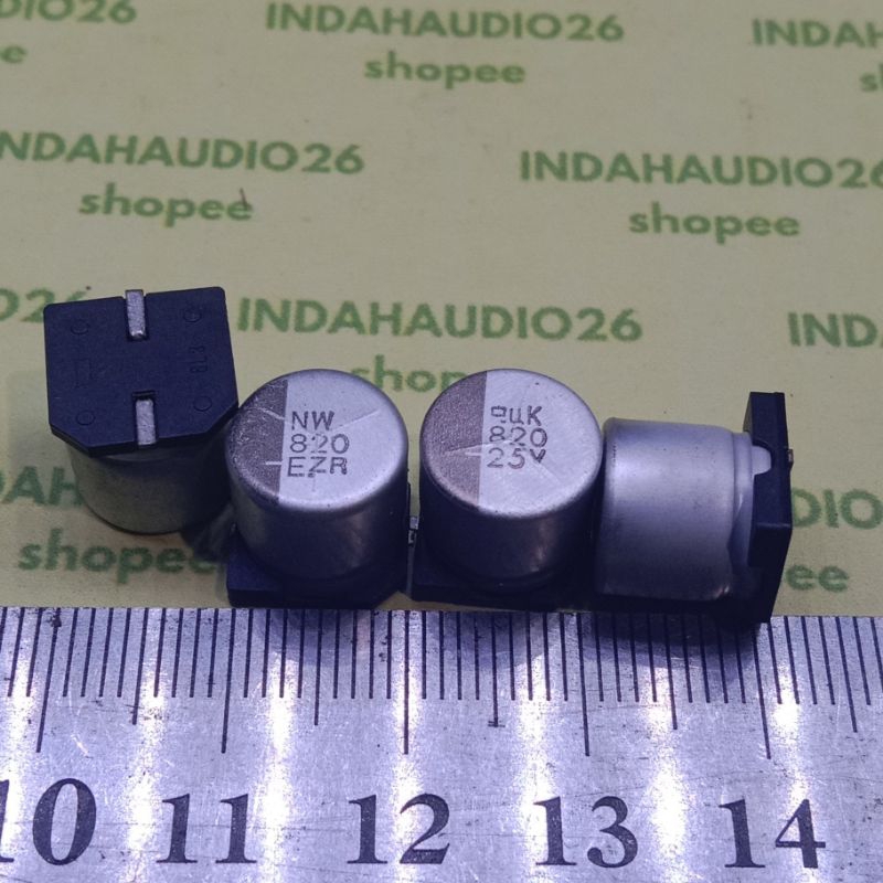 d10x10mm 820uf E 25v elko smd kapasitor 820 uf elco solid capacitor