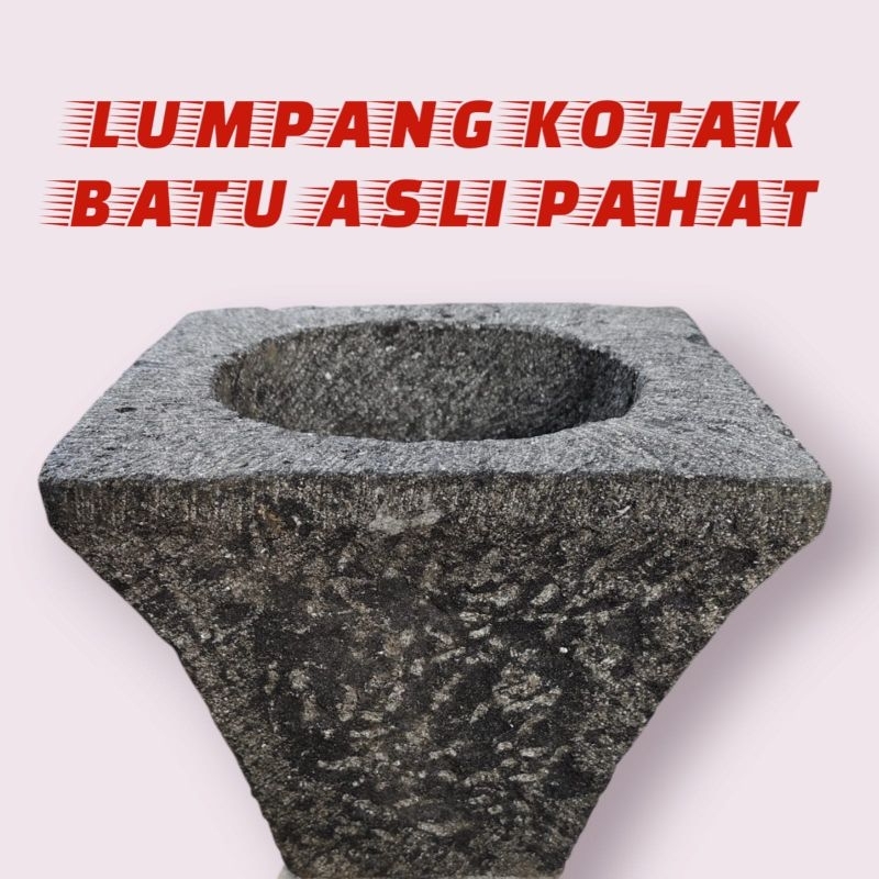 LUMPANG KOTAK JUMBO BATU ASLI PAHAT/TATAH 25CM