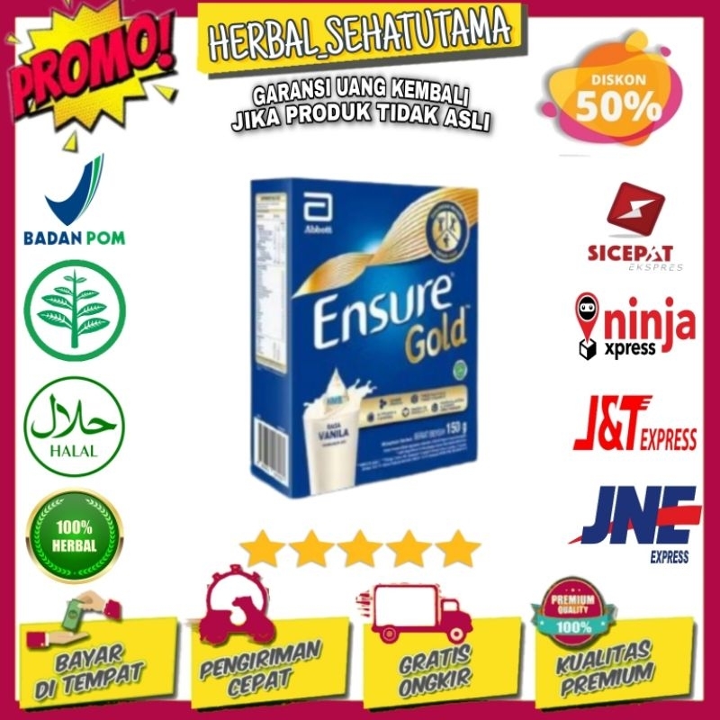 

Ensure Gold HMB Vanila - Susu Nutrisi Dewasa Rendah Laktosa 150g Ensure gold original, ensure gold asli