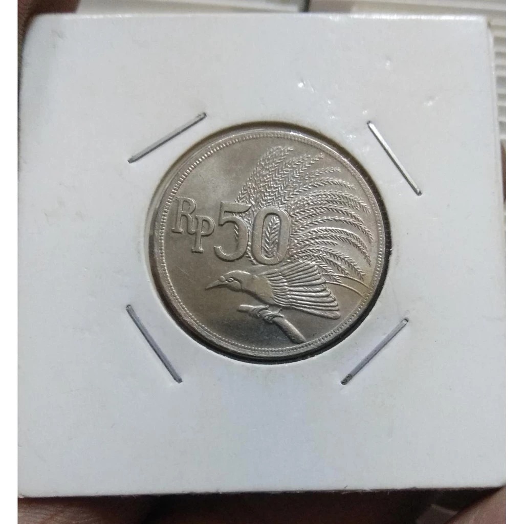 Koleksi koin indonesia 50 Rupiah Nikel tahun 1971 Gress Kinclong Asli Ready