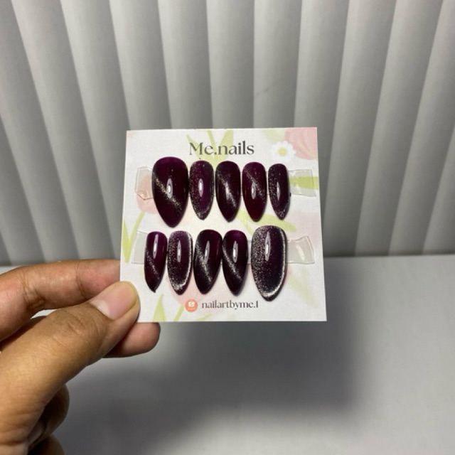 Kuku palsu korean cat eyes | KUKU PALSU CAT EYE FREE LEM KUKU 12PCS / NAIL POLISH / NAIL ART SIMPLE 