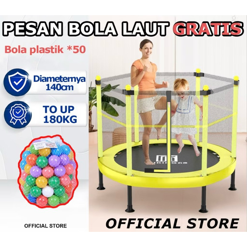 ASEMKAJKT - Trampolin Anak Premium Mainan Diameter 140 cm Beban Maksimal 180kg Olahraga Anak outdoor