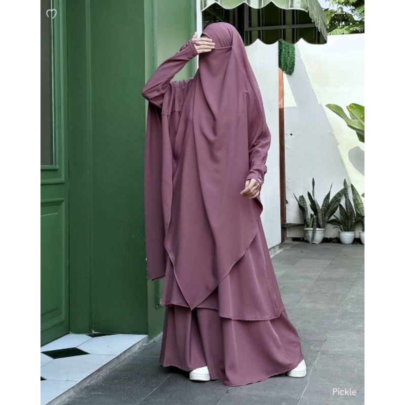 Gamis Adiba set French Khimar by Mahira | gamis set syar'i| gamis terbaru