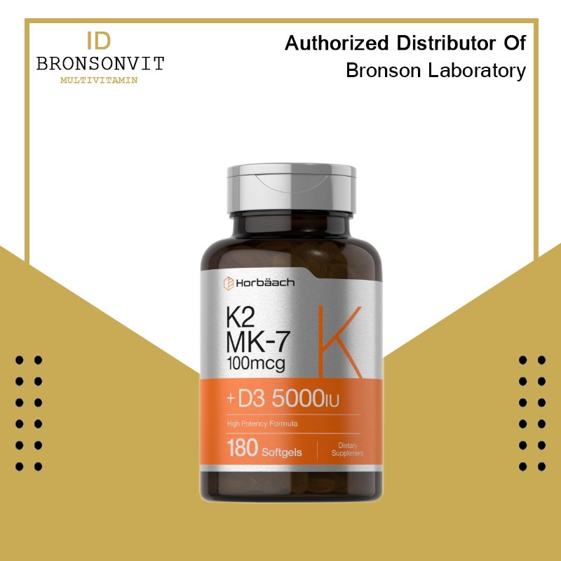 Horbaach Vitamin D3 K2 5000iu of Vitamin D & 100mcg MK-7 Complex -180 Capsules