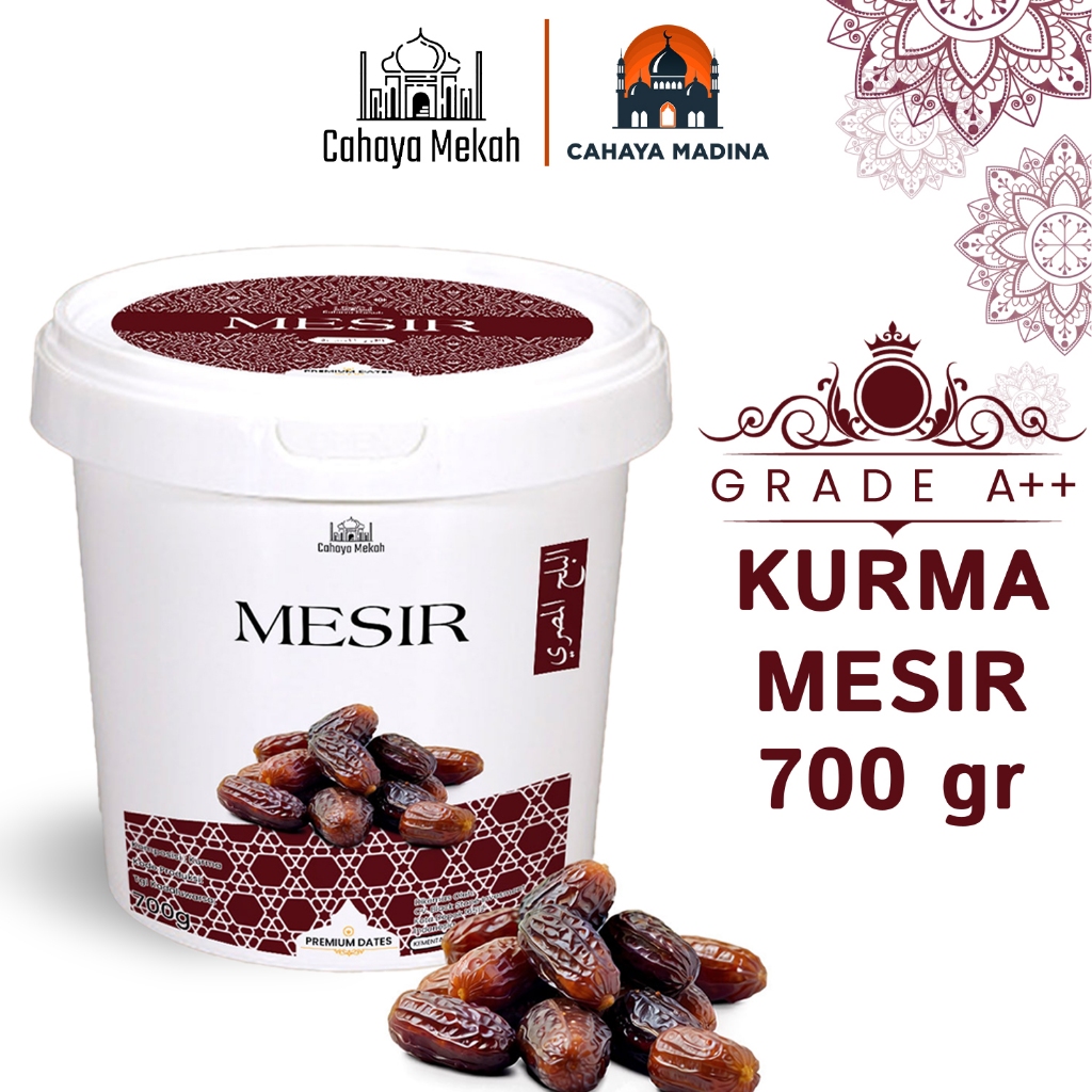 

Cahaya Mekah Kurma Mesir Premium 700g Bucket Egypt Golden Valley Dates Original High Quality