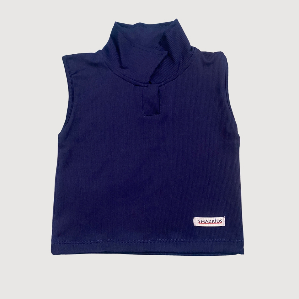 Baju Kaos Anak Tank Top Perempuan Ruffle Bahan Rib 1-3 Tahun Warna Biru Navy