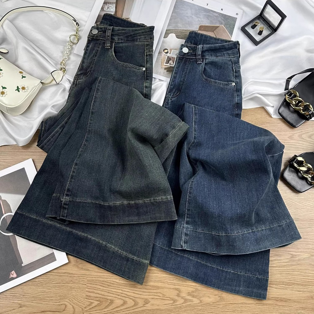 <elegan.girl> Kulot Jeans New Highwaist Loose Kulot Celana Jeans Wanita Korea Jeans Straight Loose C