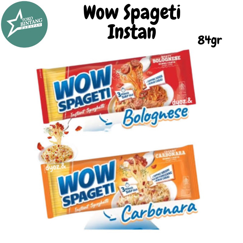 

Wow spageti creamy carbonara 88gr /meaty bolognese 84gr