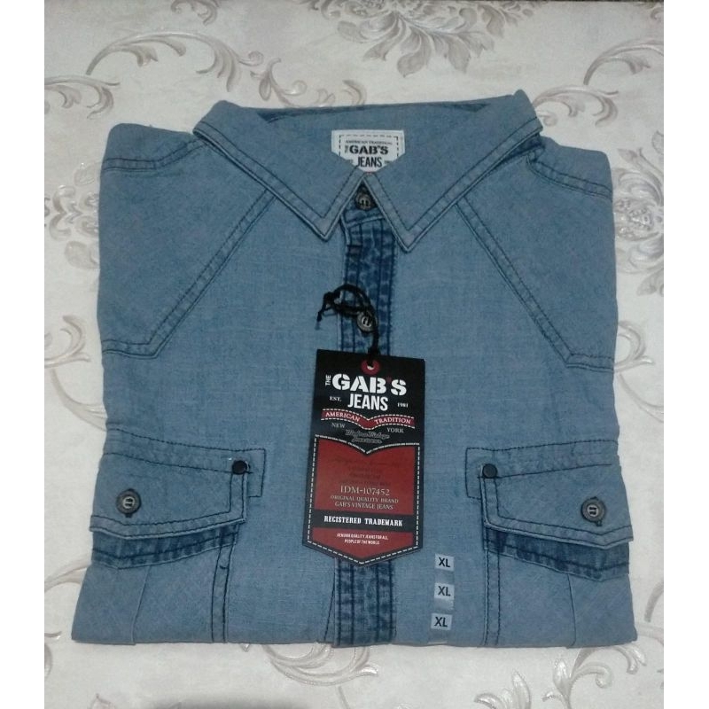 Kemeja Denim Pria Lengan Panjang original Gabrielle