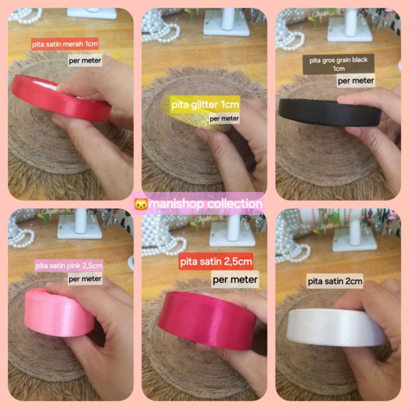 

pita satin pita glitter pita grosgrain ukuran 1cm 2cm 2,5cm bahan craft