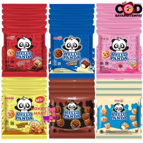 

( HOKKY) HELLO PANDA 10 x 10 GR MILK COKLAT STRAWBERRY COOKIES AND CREAM DOUBLE CHOCO SUSU SNACK MAKANAN RINGAN HALAL