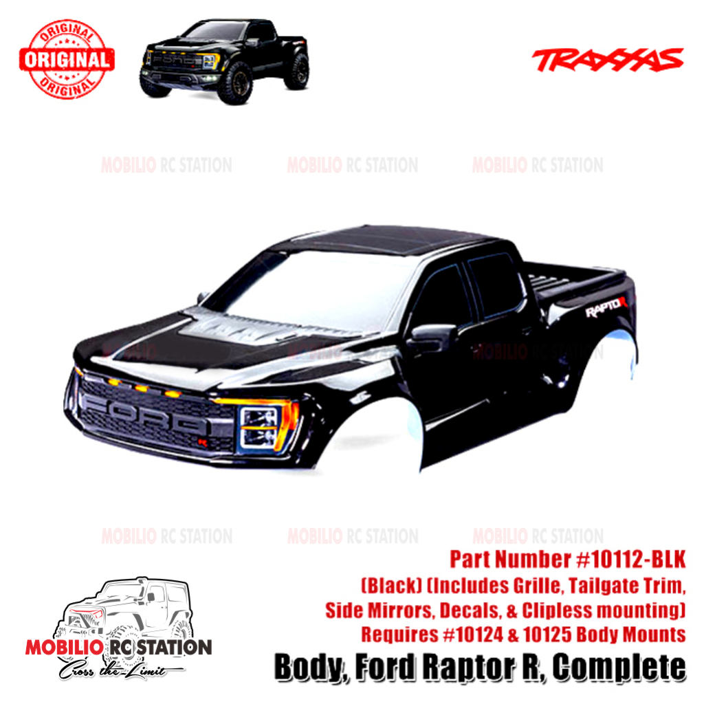 Traxxas Part #10112-BLK Body Ford Raptor R Complete (Black) for RC Ford F-150 Raptor R 4X4