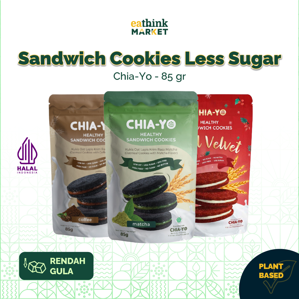 

Camilan Sehat Sandwich Cookies Less Sugar - Chia-Yo 85 gr