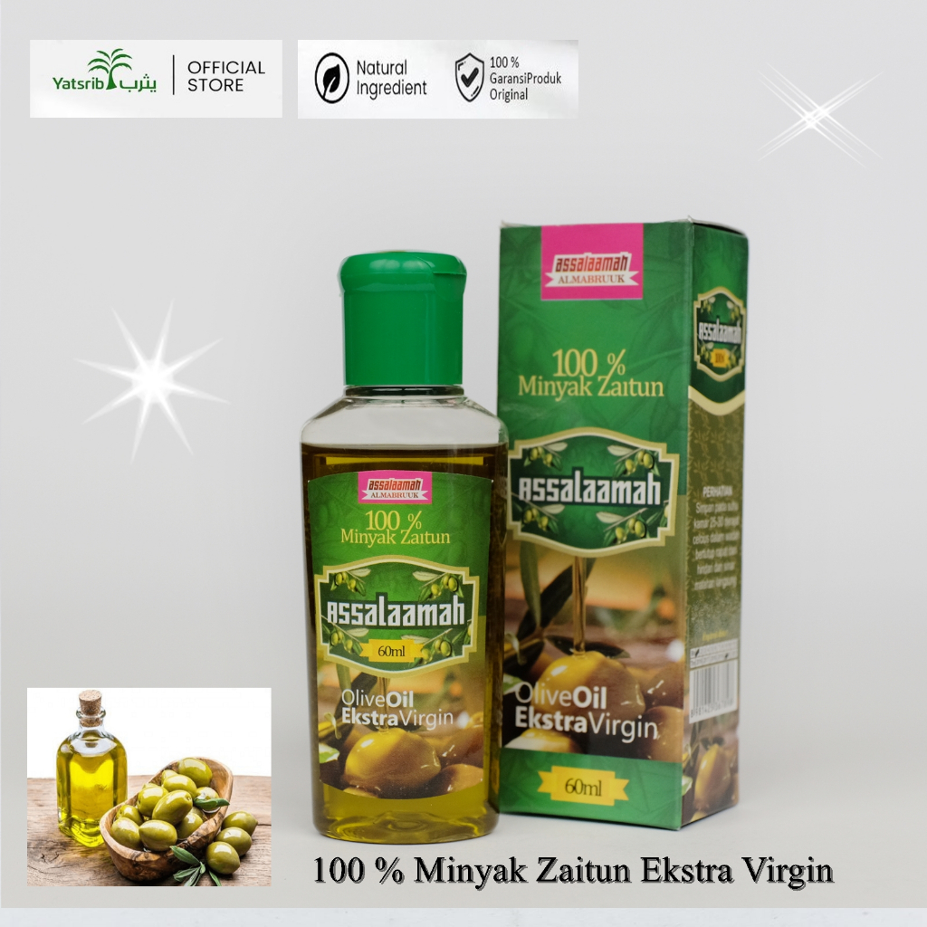 

OLIVE OIL Exstra Virgin Assalamah 60 ML - Minyak Zaitun Murni Untuk Kesehatan dan Kecantikan JSR