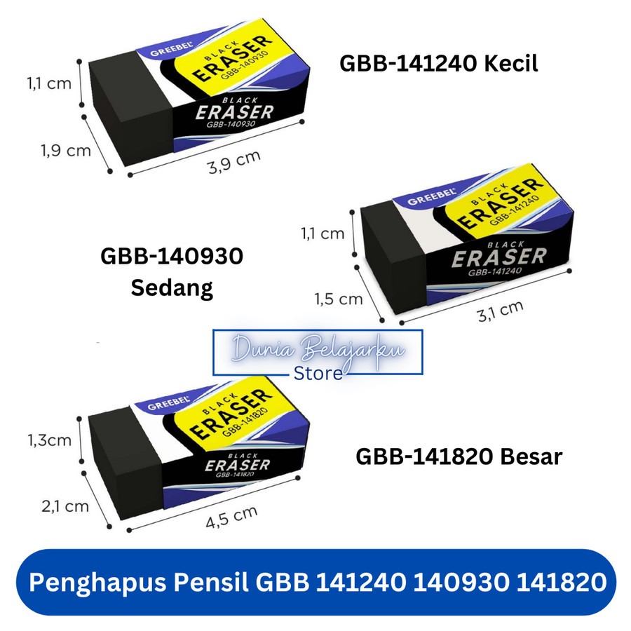 

Penghapus Pensil Eraser Greebel GBB 141240 140930 141820 Hitam Hapusan Pencil
