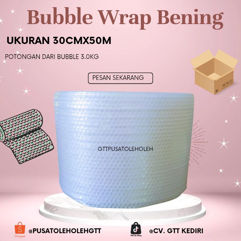 

Bubble Wrap Bening ukuran 30cmx50m (3.0kg) Bubble murah dari potongan 3.0kg