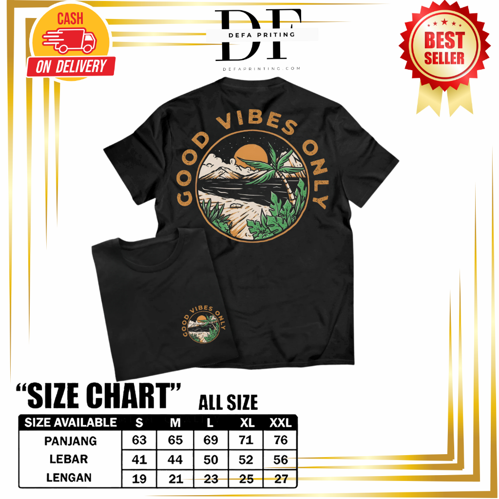 DEFA-Kaos Distro GOOD VIBES / Baju Distro / Kaos Distro Original / Baju Distro Pria / kaos distro UN